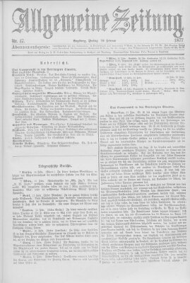 Allgemeine Zeitung Freitag 16. Februar 1877