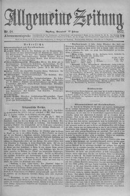 Allgemeine Zeitung Samstag 17. Februar 1877