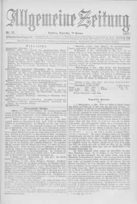 Allgemeine Zeitung Donnerstag 22. Februar 1877