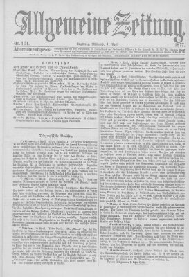 Allgemeine Zeitung Mittwoch 11. April 1877