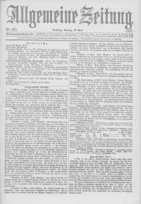 Allgemeine Zeitung Sonntag 29. April 1877