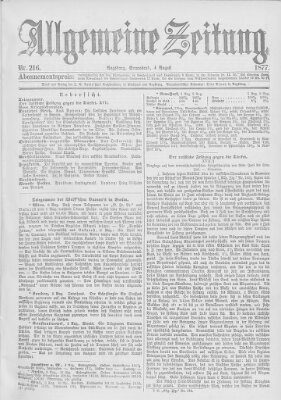 Allgemeine Zeitung Samstag 4. August 1877
