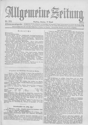 Allgemeine Zeitung Sonntag 19. August 1877