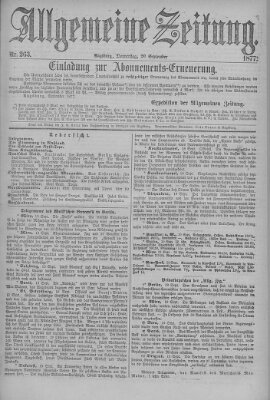 Allgemeine Zeitung Donnerstag 20. September 1877