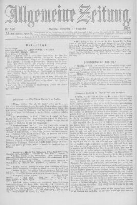 Allgemeine Zeitung Donnerstag 27. September 1877