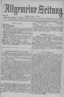 Allgemeine Zeitung Dienstag 2. Oktober 1877