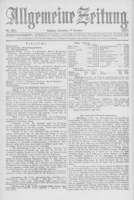 Allgemeine Zeitung Samstag 17. November 1877