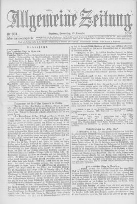 Allgemeine Zeitung Donnerstag 29. November 1877