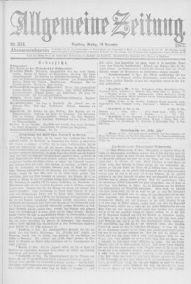 Allgemeine Zeitung Freitag 30. November 1877