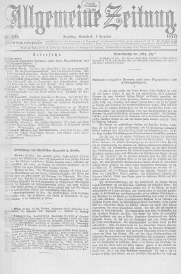 Allgemeine Zeitung Samstag 1. Dezember 1877
