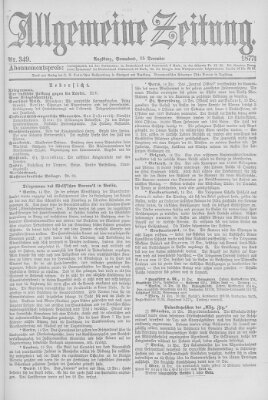 Allgemeine Zeitung Samstag 15. Dezember 1877