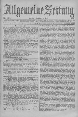 Allgemeine Zeitung Samstag 10. April 1875