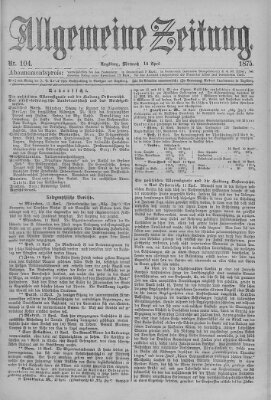 Allgemeine Zeitung Mittwoch 14. April 1875