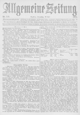 Allgemeine Zeitung Donnerstag 29. April 1875
