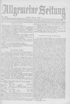 Allgemeine Zeitung Sonntag 11. Juli 1875