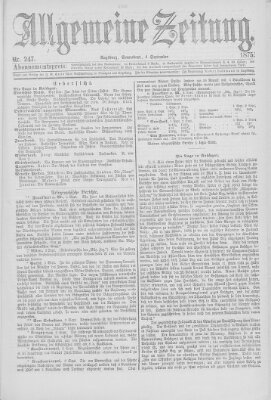 Allgemeine Zeitung Samstag 4. September 1875