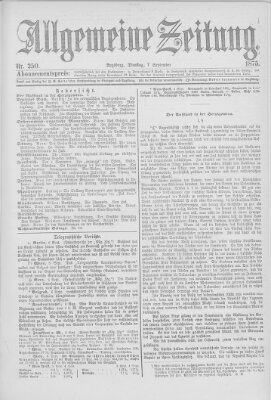 Allgemeine Zeitung Dienstag 7. September 1875