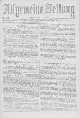 Allgemeine Zeitung Dienstag 21. September 1875