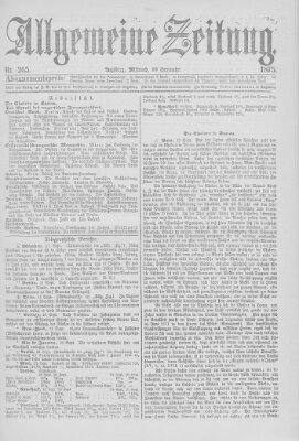 Allgemeine Zeitung Mittwoch 22. September 1875