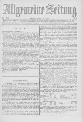 Allgemeine Zeitung Dienstag 12. Oktober 1875