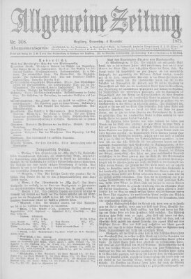 Allgemeine Zeitung Donnerstag 4. November 1875