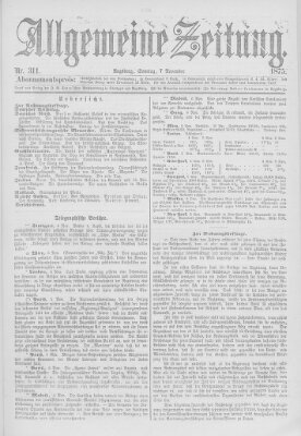 Allgemeine Zeitung Sonntag 7. November 1875