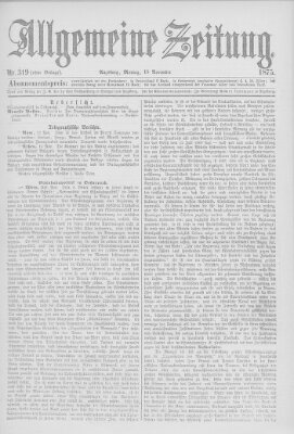 Allgemeine Zeitung Montag 15. November 1875