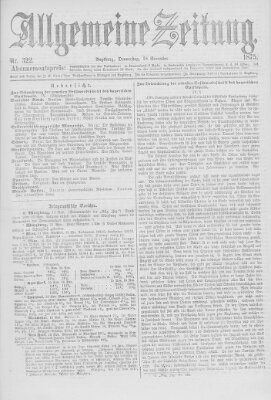 Allgemeine Zeitung Donnerstag 18. November 1875