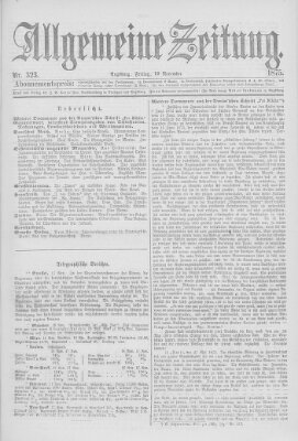 Allgemeine Zeitung Freitag 19. November 1875