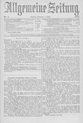Allgemeine Zeitung Donnerstag 3. Januar 1878