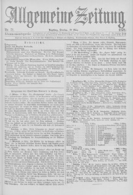 Allgemeine Zeitung Dienstag 12. März 1878