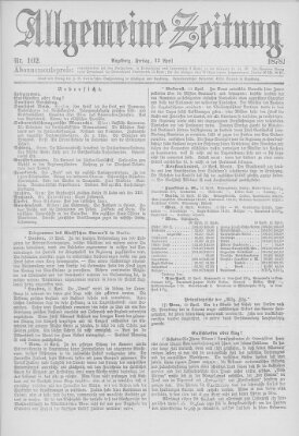 Allgemeine Zeitung Freitag 12. April 1878