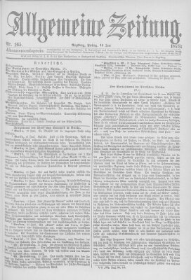 Allgemeine Zeitung Freitag 14. Juni 1878