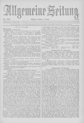 Allgemeine Zeitung Sonntag 4. August 1878