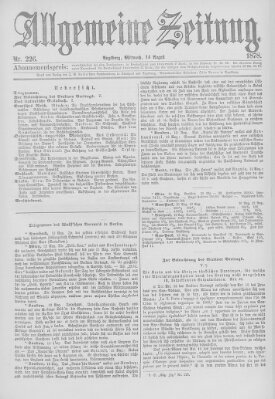 Allgemeine Zeitung Mittwoch 14. August 1878