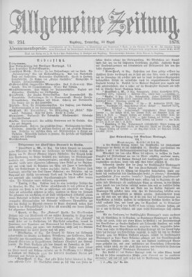 Allgemeine Zeitung Donnerstag 22. August 1878