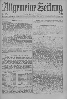 Allgemeine Zeitung Samstag 14. September 1878