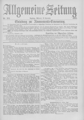 Allgemeine Zeitung Mittwoch 18. September 1878