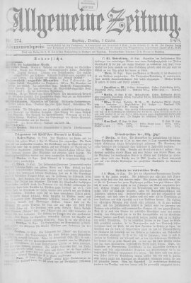 Allgemeine Zeitung Dienstag 1. Oktober 1878