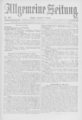 Allgemeine Zeitung Samstag 12. Oktober 1878