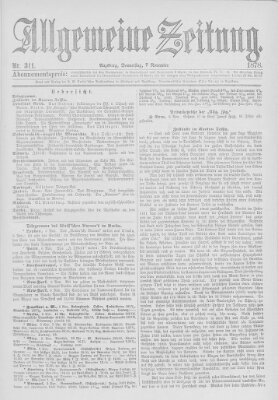 Allgemeine Zeitung Donnerstag 7. November 1878