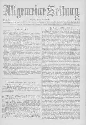 Allgemeine Zeitung Freitag 15. November 1878