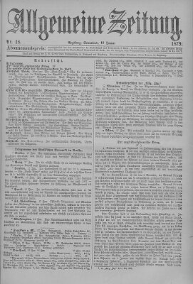 Allgemeine Zeitung Samstag 18. Januar 1879