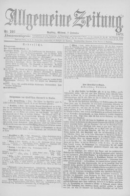 Allgemeine Zeitung Mittwoch 3. September 1879