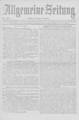 Allgemeine Zeitung Samstag 22. November 1879