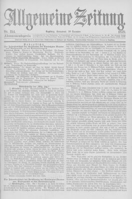 Allgemeine Zeitung Samstag 20. Dezember 1879