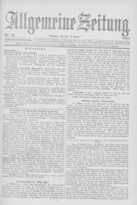 Allgemeine Zeitung Sonntag 1. Februar 1880