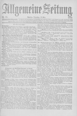Allgemeine Zeitung Donnerstag 11. März 1880