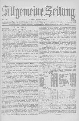 Allgemeine Zeitung Mittwoch 31. März 1880