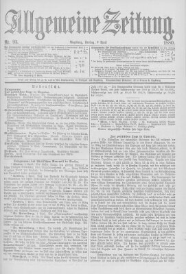 Allgemeine Zeitung Freitag 2. April 1880